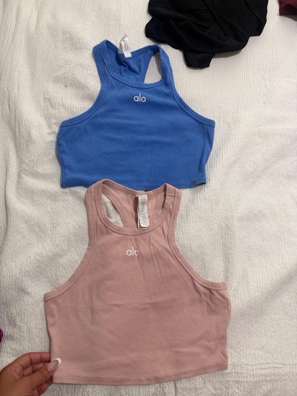 alo Ribbed Racerback Crop Tank - Blue & Dusty Pink